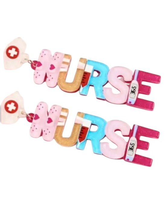 CC and Me Boutique Jewelry - Nurse Earrings - Vibrant Acrylic Dangle Earrings RN, LPN, Medical Staff NWT
